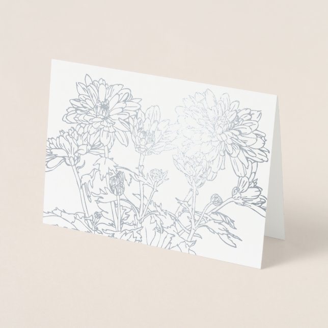 Botanica line art chrysanthemum flower card (Front)