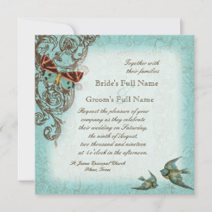 Botanica Wedding Invitation - Aqua Blue