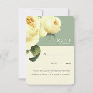 Botanica Yellow sage Wedding RSVP meal option Invitation