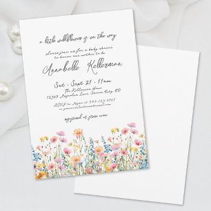 Botanical A Little Wildflower Floral Baby Shower Invitation