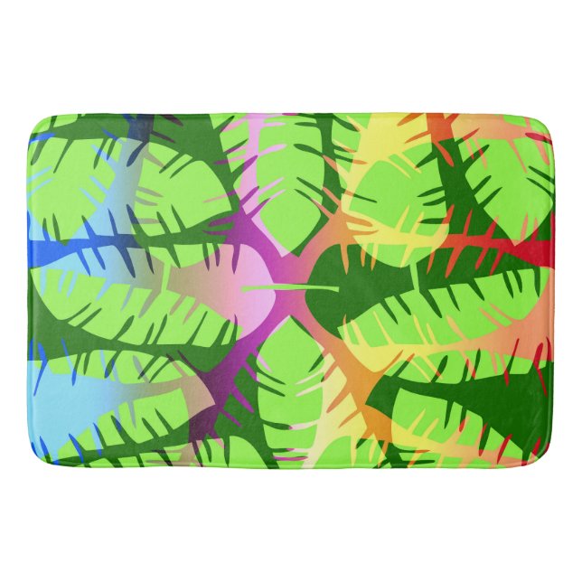 BOTANICAL ABSTRACT BANANA LEAVES BATH MAT (Front)