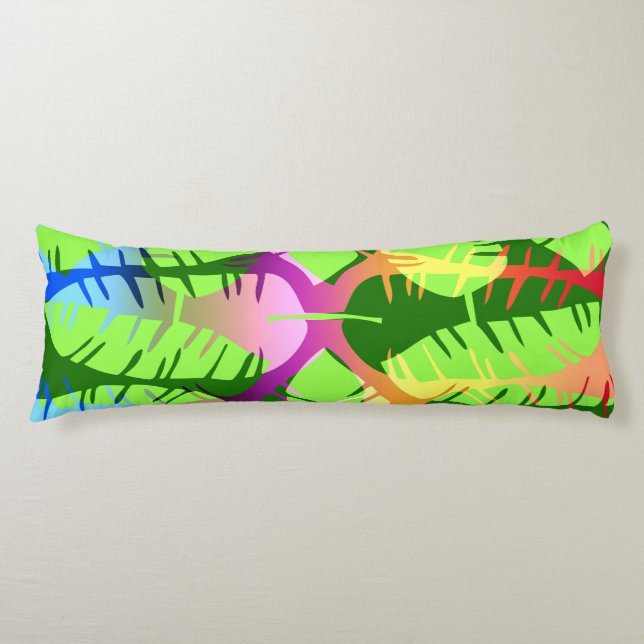 BOTANICAL ABSTRACT BANANA LEAVES BODY CUSHION (Front)