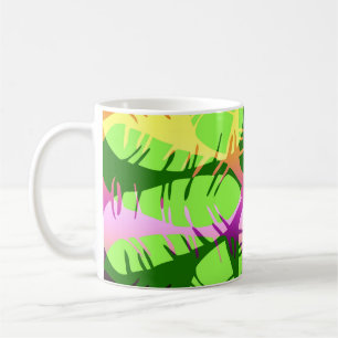 BOTANICAL ABSTRACT BANANA LEAVES  COFFEE MUG