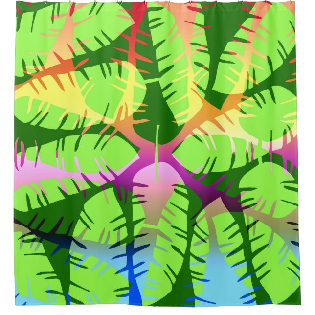 BOTANICAL ABSTRACT BANANA LEAVES DUVET  SHOWER CURTAIN (Front)