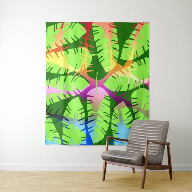 BOTANICAL ABSTRACT BANANA LEAVES  TAPESTRY (In Situ)