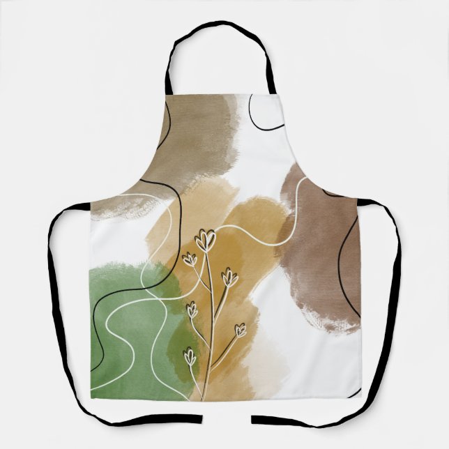 Botanical Abtract Earth Tone Apron (Front)