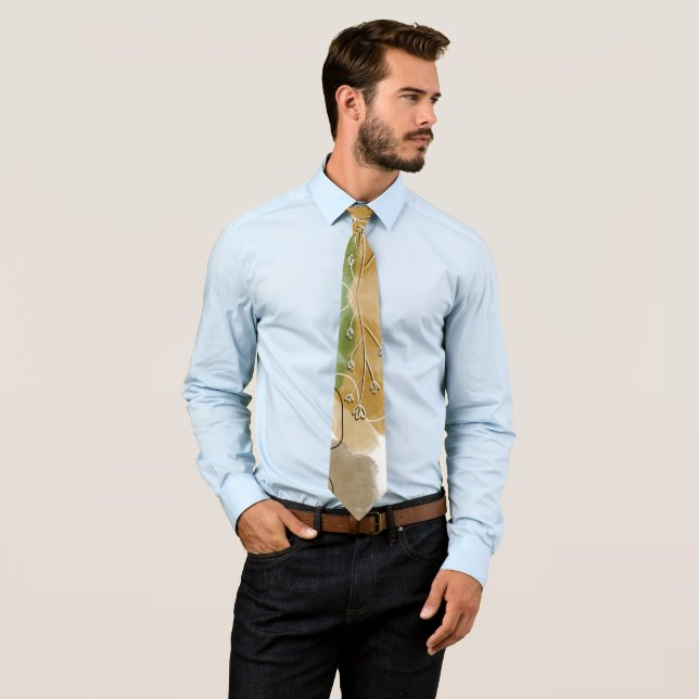 Botanical Abtract Earth Tone Tie (In Situ)