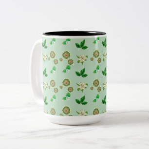 Botanical Aesthetic Mug – Green Floral Coffee Cup