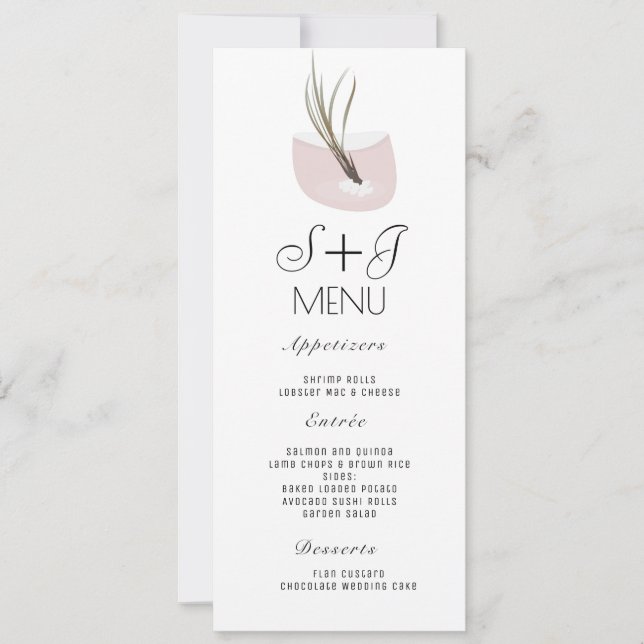 Botanical Airplant Terrarium Wedding Menu (Front)