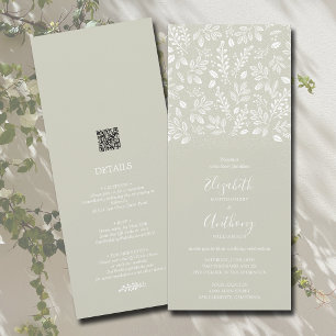 Botanical All In One Pale Green Wedding Invitation