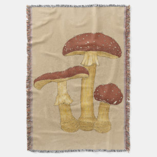 Botanical Amanita Muscaria Fungi  Throw Blanket