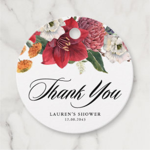 Botanical Amaryllis and Mums Baby Shower Thank You Favour Tags