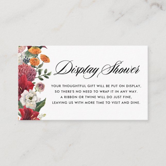 Botanical Amaryllis and Mums Floral Display Shower Enclosure Card (Front)