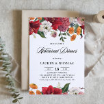 Botanical Amaryllis and Mums Rehearsal Dinner Invitation<br><div class="desc">Invite family and friends to your event with this customisable rehearsal dinner invitation. It features watercolor amaryllis, roses, ranunculus, and chrysanthemums with a matching floral pattern. This botanical rehearsal dinner invitation is perfect for fall and Christmas weddings. Personalise this floral rehearsal dinner invitation by adding the event, names, date, time,...</div>