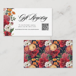 Botanical Amaryllis Baby Shower QR Code Registry Enclosure Card