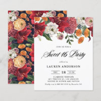 Botanical Amaryllis Sweet 16 Party Invitation
