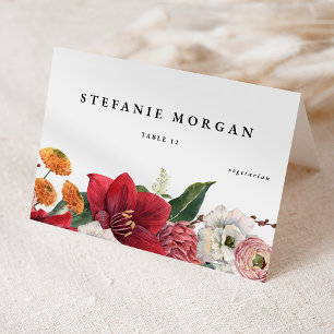 Botanical Amaryllis Wedding Meal Choice Place Card