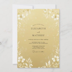 Botanical Amber Peony Wedding Invitation