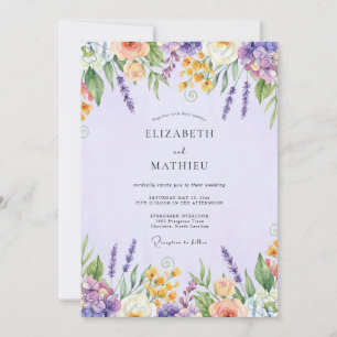 Botanical Amethyst Wildflower Wedding Invitation