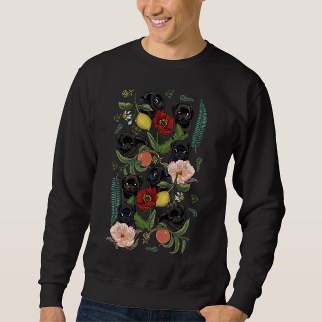 Botanical and Black Pugs Classic T-Shirt 231 Sweatshirt (Front)
