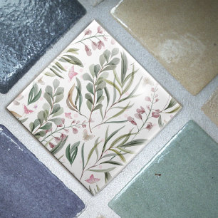Botanical and Butterfly Decorative Tile