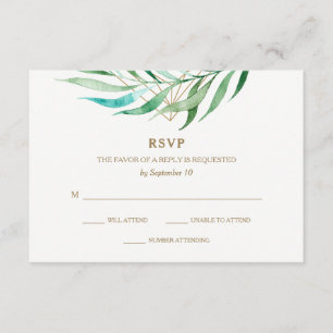 Botanical and Copper Geometric Wedding RSVP Card