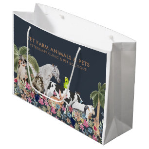 Botanical Animal Cat Dog Bird Pet Large Gift Bag