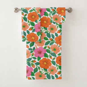 Botanical Apricots and Spring Blossoms Bath Towel Set