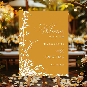 Botanical Arch Garden Amber Wedding Welcome Poster