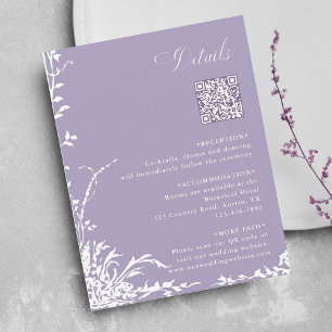 Botanical Arch Garden Lavender Wedding Details Enclosure Card