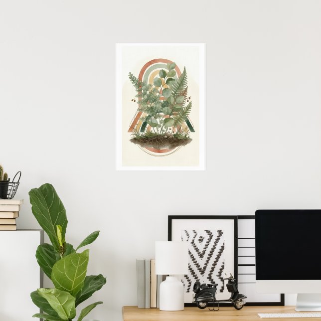 Botanical Arch Greenery Art Print | Boho Eucalyptu (Home Office)