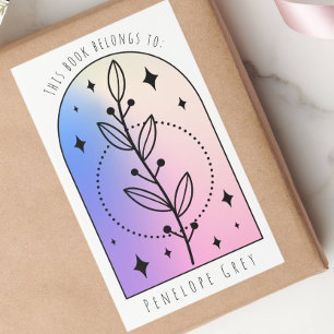 Botanical Arch Hologram Pastel Book Plate Rectangular Sticker