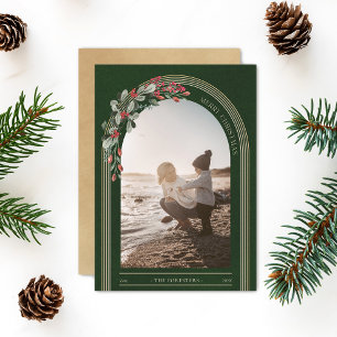 Botanical Arch Modern Photo Christmas Holiday Card