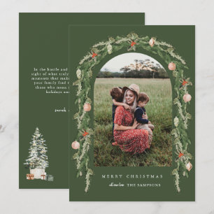 Botanical Arch Modern Photo Christmas Holiday Invitation