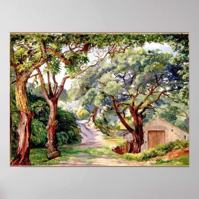 Botanical art: Cork Trees at Cintra near Lisbon Poster (Front)