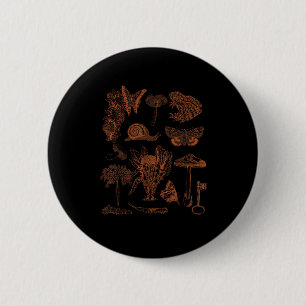 Botanical Art, Frog Fungi Goblincore Aesthetic Cot 6 Cm Round Badge