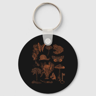 Botanical Art, Frog Fungi Goblincore Aesthetic Cot Key Ring