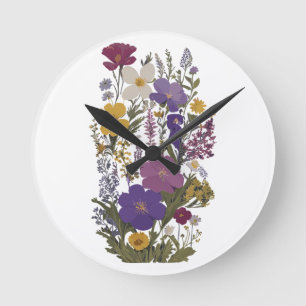 Botanical Art Round Clock