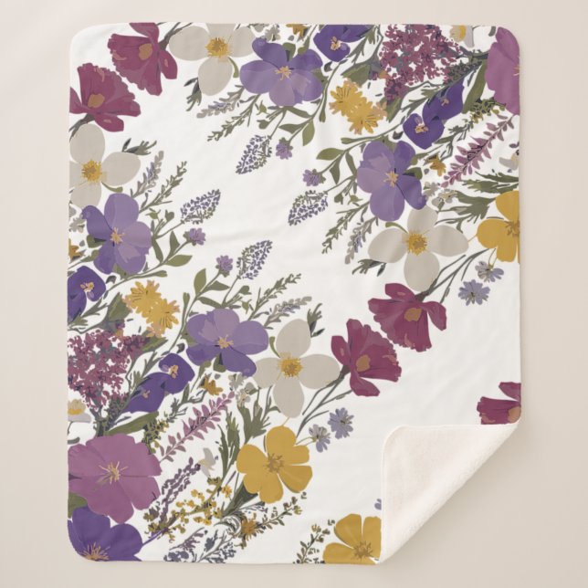 Botanical Art  Sherpa Blanket (Front)