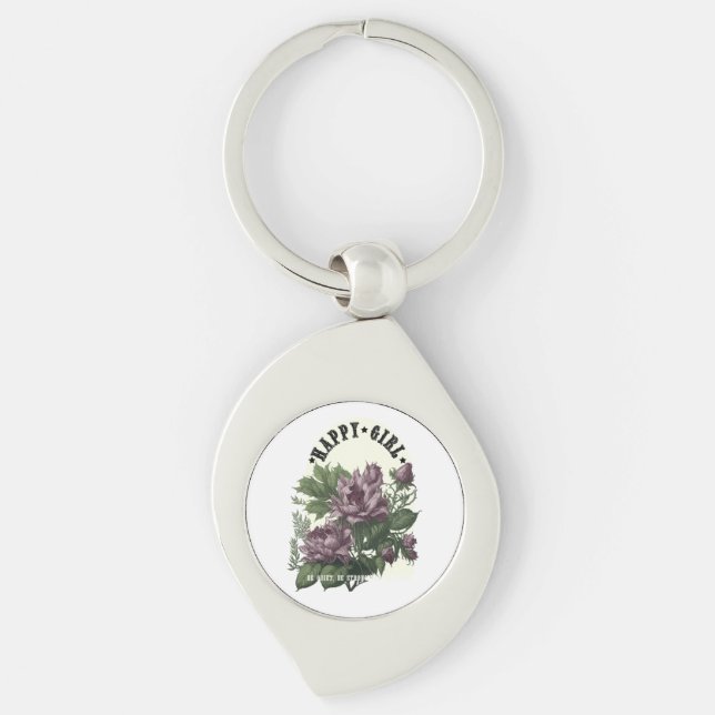 Botanical Art with Quote. Key Ring (Front)