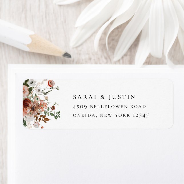Botanical Autumn Floral Return Address Label (Insitu)