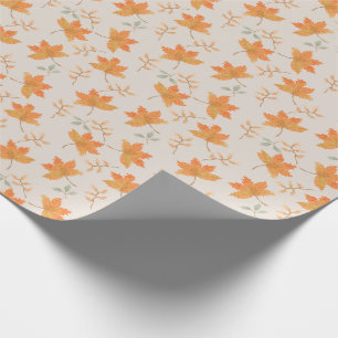 Botanical Autumn Leaves Pattern Thanksgiving Wrapping Paper