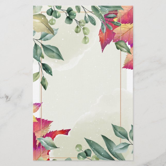 Botanical Autumn Leaves Stationery (Front)