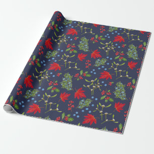 Botanical Autumn Plants Pattern Wrapping Paper