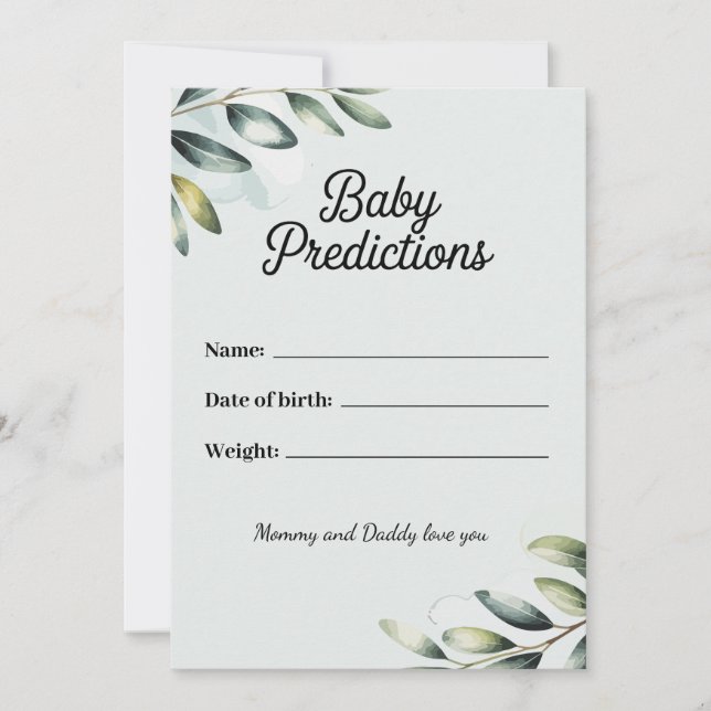 Botanical Baby Predictions Card - Customisable (Front)