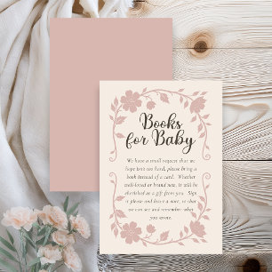 Botanical Baby Shower Book Request Card Blush