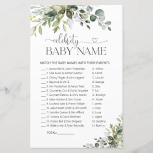 Botanical Baby Shower Celebrity Baby Name Game