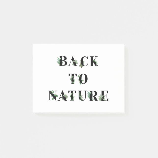 Botanical BACK TO NATURE phrase typography Post-it Notes (Front)