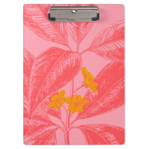 Botanical Banana Leaf Palm Frond Drawing in Pink Clipboard