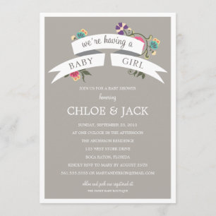 BOTANICAL BANNER BABY SHOWER INVITATION